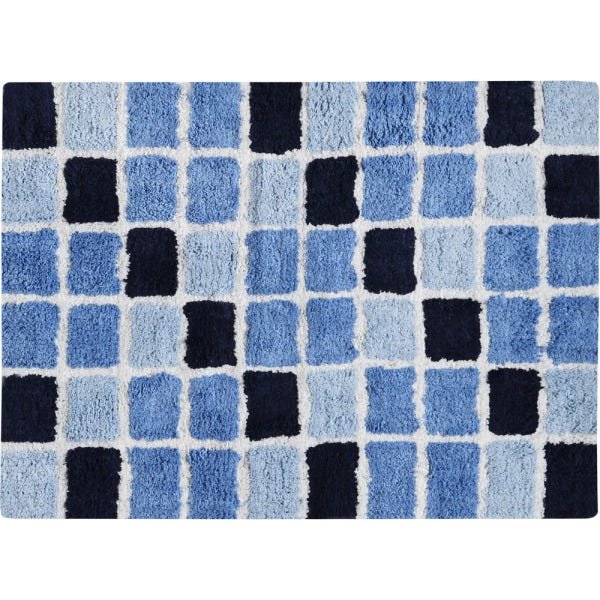 Tapete de Banheiro Algodão Retangular Vizapi Pastilha Vz3870 50x70cm Azul - 1