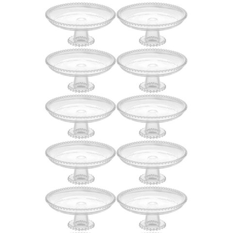 10 Boleiras de Cristal com Pedestal Porta Bolo Doces Salgados Hotel Eventos