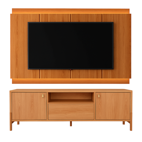 Rack Bancada com Painel para Tv de até 75" 100% Mdf Holanda Jequitiba