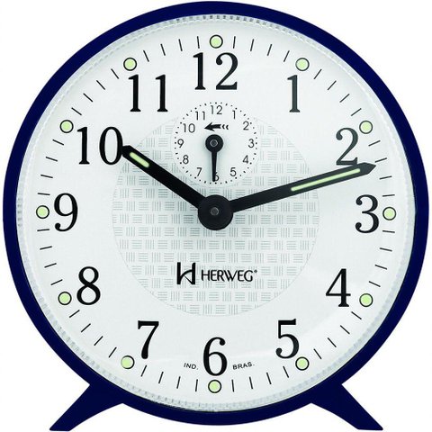 Relogio Despertador Herweg 2220 Mecânico a Cordas Azul