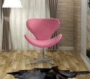 Ver imagem 2 de Poltrona Isis Giratória de Metal Cadeira Decorativa Pé Metal Recepção, Sala, Escritório - Suede Rosa