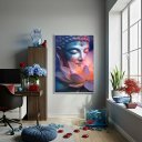 Ver imagem 1 de Quadro Buda Flor de Lotus - 70x50cm:moldura Branca