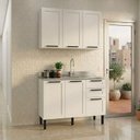 Ver imagem 1 de Cozinha Compacta Modulada Americana 5 Portas 3 Gavetas sem Tampo MDF Grazi Branco