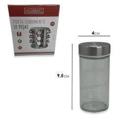 Porta Condimentos e Temperos Giratório com 12 Potes em Aço Inox e Vidro - 3