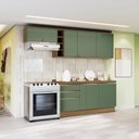 Ver imagem 1 de Armário de Cozinha Completa Garrafeiro 100% Mdf 260cm Nogueira/verde Celeste Kappesberg