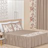 Kit Cama Casal Padrão e Cortina Viana Floral Cáqui 04 Pçs - 2