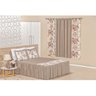 Kit Cama Casal Padrão e Cortina Viana Floral Cáqui 04 Pçs - 1