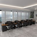 Ver mais imagens de Estação de Trabalho 10 Lugares Smart Office 10 Mesas 8 Armários 2 Aparadores - Preto e Cedro