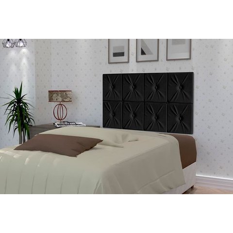 Painel de Cama Box Botão Solteiro 0,90 Elegance Cor Preto - Comprar Moveis em Casa