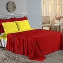 Ver imagem 1 de Jogo de Cama Casal Viúva Nobre 4 Peças Malha 100% Algodão - Vermelho / Amarelo