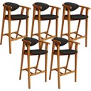 Ver imagem 1 de Kit 05 Banquetas Alta Cozinha Bancada Bar Sala de Jantar Fixa Cecília L02 Couríssimo Preto