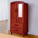 Ver imagem 1 de Guarda-roupa Solteiro Murici Madeira Maciça 2 Portas 2 Gavetas com Espelho Mel - Pnr Móveis