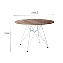 Ver imagem 2 de Mesa Eiffel Redonda 110cm Tampo de Madeira Amendôa com Base de Ferro Branco