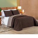 Ver imagem 2 de Cobre Leito Cama Casal 3 peças Colcha 200 fios Dupla Face Colors:Tabaco/ Camafeu