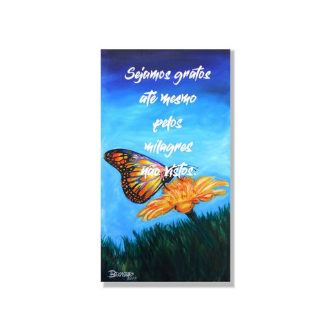 Quadro Decorativo Estilo Painel Pintado a Mão com Frase Medindo 61 X 34 Cm