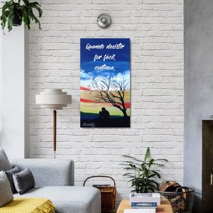 Quadro Decorativo com Frase Motivacional para Parede Medindo 61 X 34 Cm Azul Amarelo