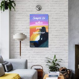 Quadro Decorativo com Frase Medindo 61 X 34 Cm Pintado a Mão Roxo Rosa Amarelo - 2