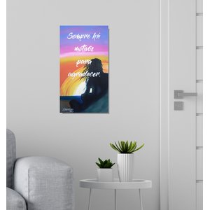 Quadro Decorativo com Frase Medindo 61 X 34 Cm Pintado a Mão Roxo Rosa Amarelo