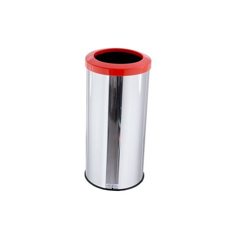 Lixeira Inox 25L Aro Esmaltado Cesto De Lixo Reciclável Cozinha - Laranja