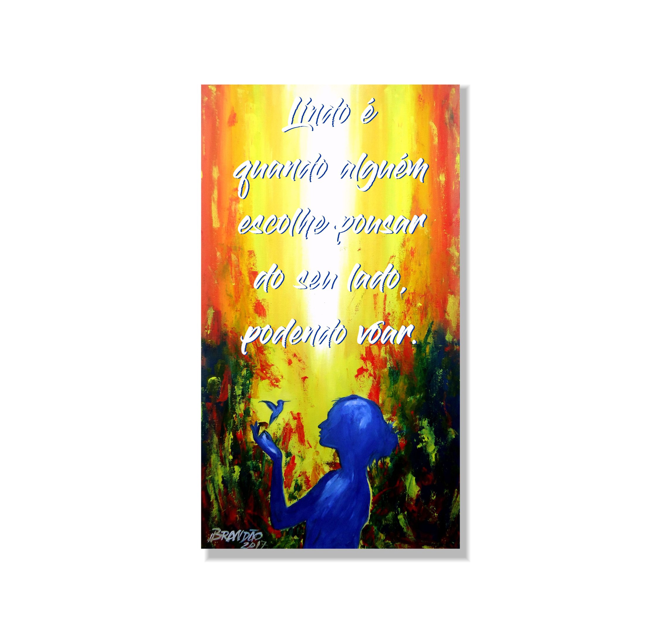 Quadro em Óleo para Decoração com Frase Motivacional Pintado a Mão Medindo 61 X 34 Cm - 3