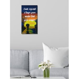 Quadro Pintura Original a Mão em Óleo com Frase Medindo 34 X 61 Cm