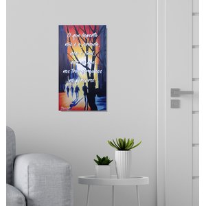 Quadro com Frase Motivacional Decorativo para Parede Pintado a Mão em Óleo 61 X 34 Cm