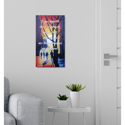 Quadro com Frase Motivacional Decorativo para Parede Pintado a Mão em Óleo 61 X 34 Cm