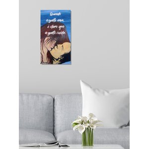 Quadro Decorativo com Frase Motivacional Pintado a Mão Medindo 61 X 34 Cm