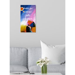 Quadro Romântico Pintado a Mão com Frase Medindo 34 X 61 Cm - 2