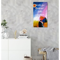 Quadro Romântico Pintado a Mão com Frase Medindo 34 X 61 Cm - 1