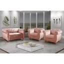 Ver imagem 3 de Sofá Realeza 4 Lugares Fixo 390cm Rosê Veludo Bella Decor Conjunto 2 1 Madeira