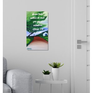 Quadro Pintado a Mão com Frase Motivacional Medindo 61 X 34 Cm