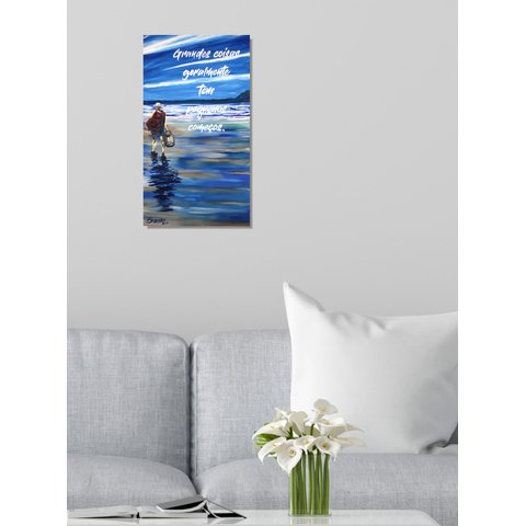 Quadro Original Pintado a Mão com Frase Motivacional Medindo 61 X 34 Cm