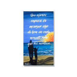 Quadro Original Pintado a Mão e com Frase Motivacional Medindo 61 X 34 Cm Azul - 3