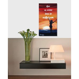 Quadro Motivacional Pintado a Mão em Óleo com Frase Motivacional Medindo 61 X 34 Cm