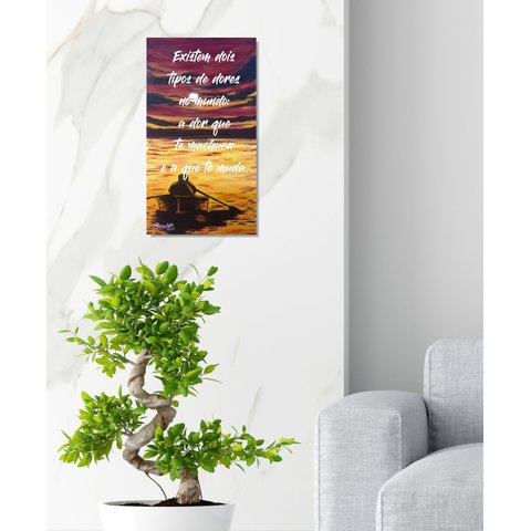 Quadro em Óleo Original Pintado a Mão com Frase Motivacional Medindo 61 X 34 Cm