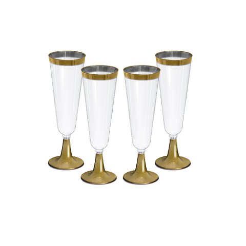 Taça Champagne Premium Silverplastic Linha Gold 150ml
