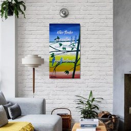 Quadro Decorativo Pintado a Mão de Pássaros com Frase Medindo 34 X 61 Cm - 1