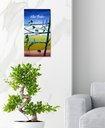 Ver imagem 2 de Quadro Decorativo Pintado a Mão de Pássaros com Frase Medindo 34 X 61 Cm