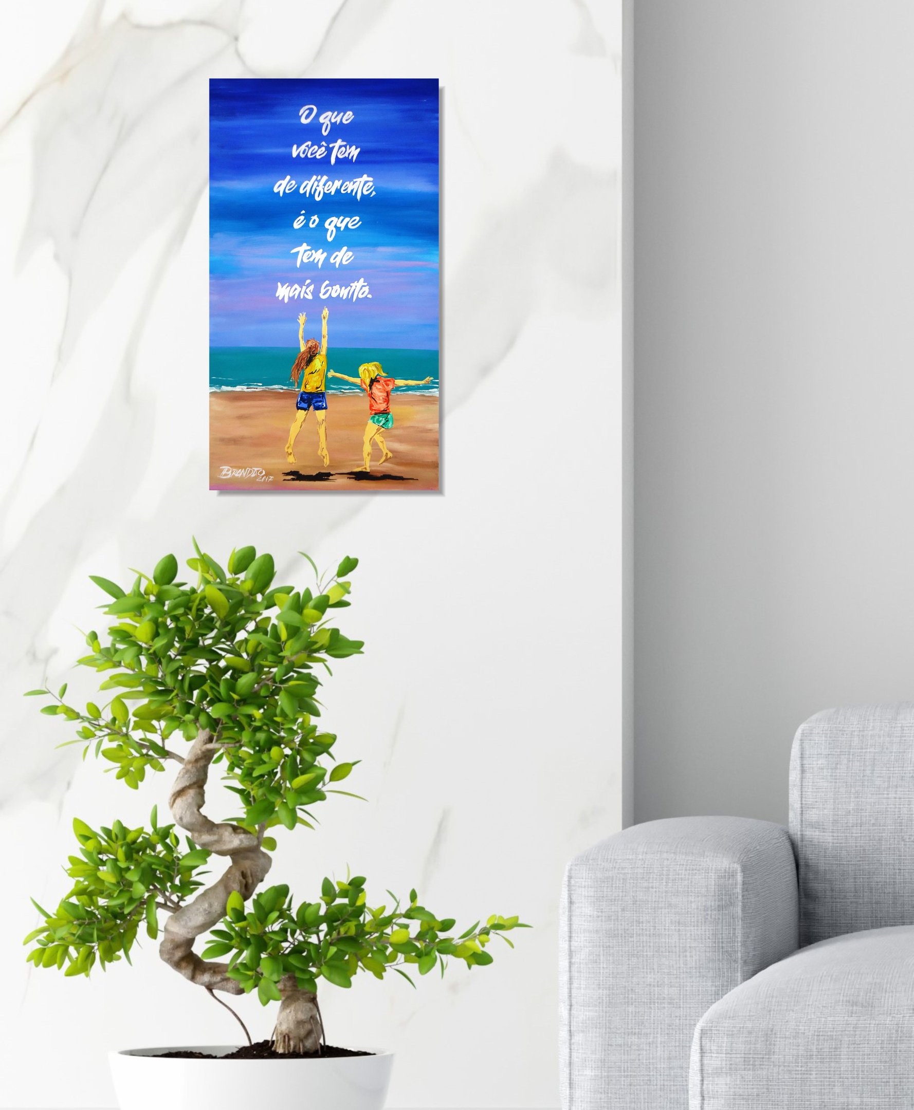 Quadro Decorativo com Frase Motivacional Pintado a Mão Medindo 61 X 34 Cm - 3