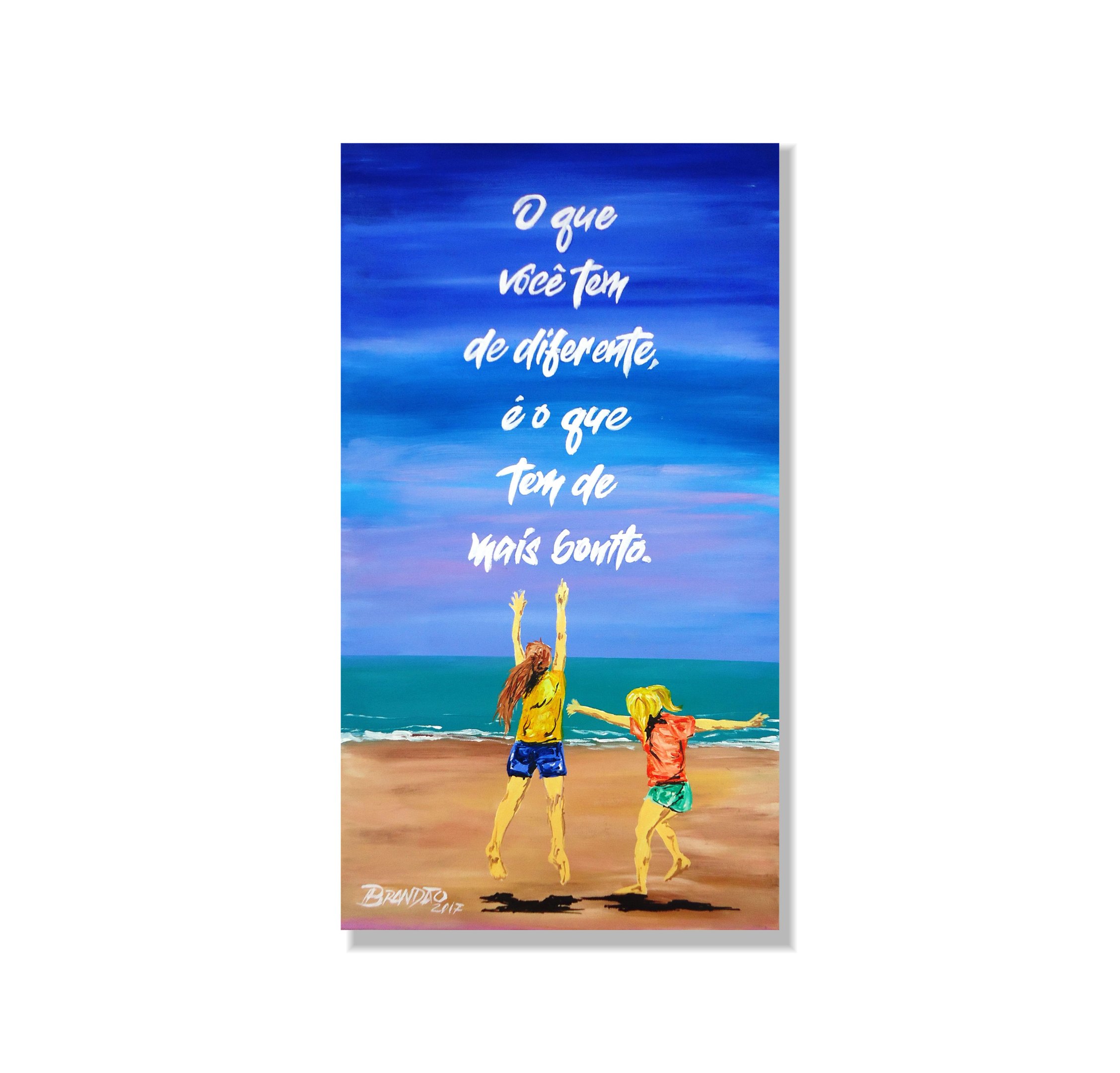 Quadro Decorativo com Frase Motivacional Pintado a Mão Medindo 61 X 34 Cm