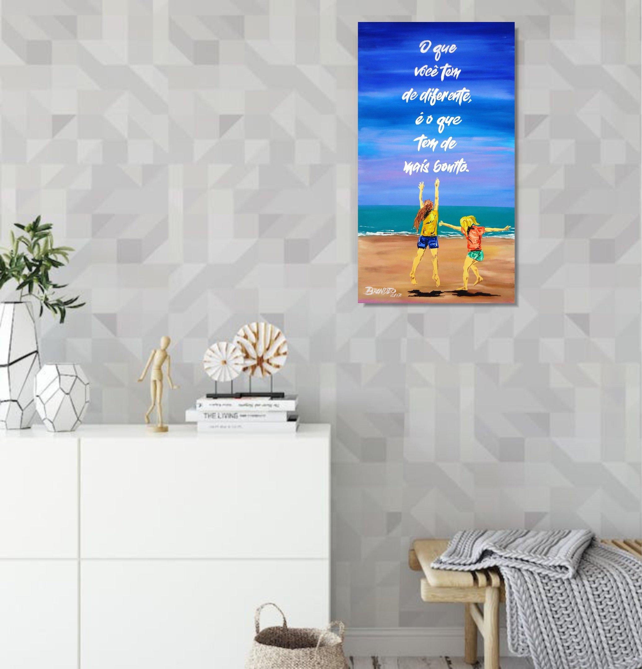 Quadro Decorativo com Frase Motivacional Pintado a Mão Medindo 61 X 34 Cm - 2