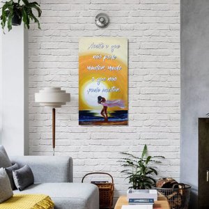 Quadro com Frase Motivacional Pintado a Mão Medindo 61 X 34 Cm Amarelo Bege