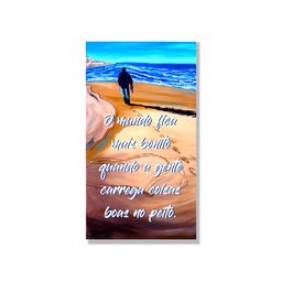 Quadro Original em Óleo Pintado Mão com Frase Medindo 61 X 34 Cm - 3