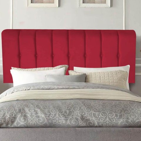 Painel Estofada Kiara 160cm Queen Size Box Quarto Suede Vermelho - Gat Magazine