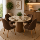 Ver imagem 1 de Kit 4 Cadeiras de Jantar Lua Sala Cozinha Moderna - Unitalle Estofados:Marrom