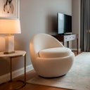 Ver imagem 2 de Poltrona Giratória Noah Bouclé Off White - Sallar Home