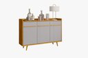 Ver imagem 1 de Aparador Buffet Quartzo Design Retrô 3 Portas Prateleira:Offwhite/Naturale