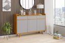 Ver imagem 3 de Aparador Buffet Quartzo Design Retrô 3 Portas Prateleira:Offwhite/Naturale