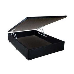 Cama Box Baú Casal Colchão Espuma D33 Bordado + Box Suede Preta 65x138x188 - 5